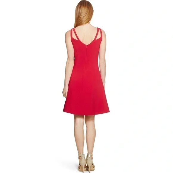 White House Black Market Red Fit & Flare Party Dress 4 Small - Picture 3 of 12